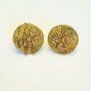 Rare Vintage Dante Watch Movement Gold Tone Cufflinks